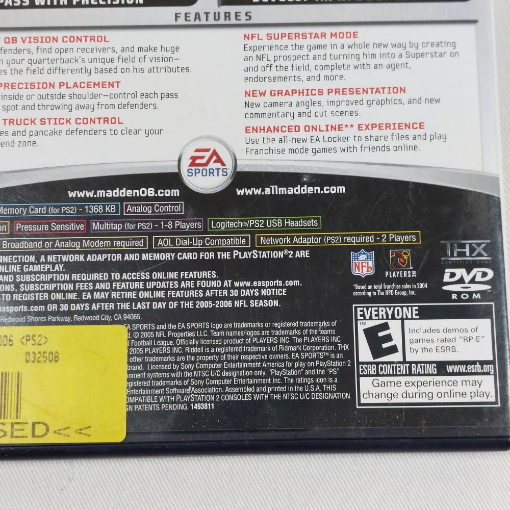 Madden 06 PlayStation 2 Game DVD Rom