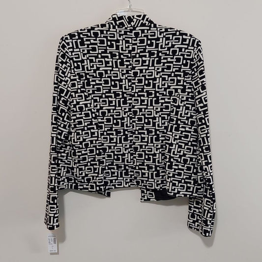 Roz & Ali Black & White Patterned Blazer Women's Size L
