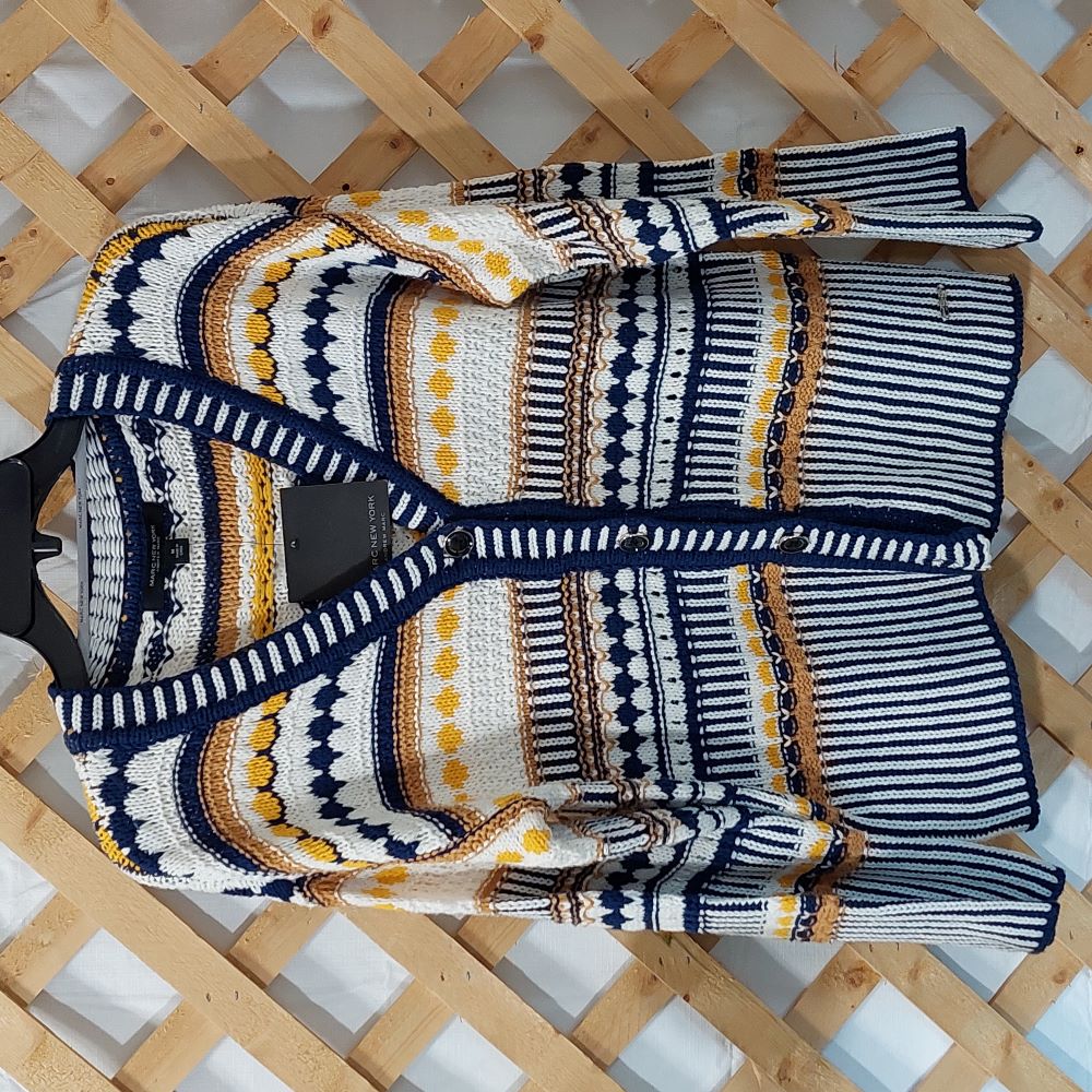 Marc New York Striped Cardigan Sweater Women's Size Medium
