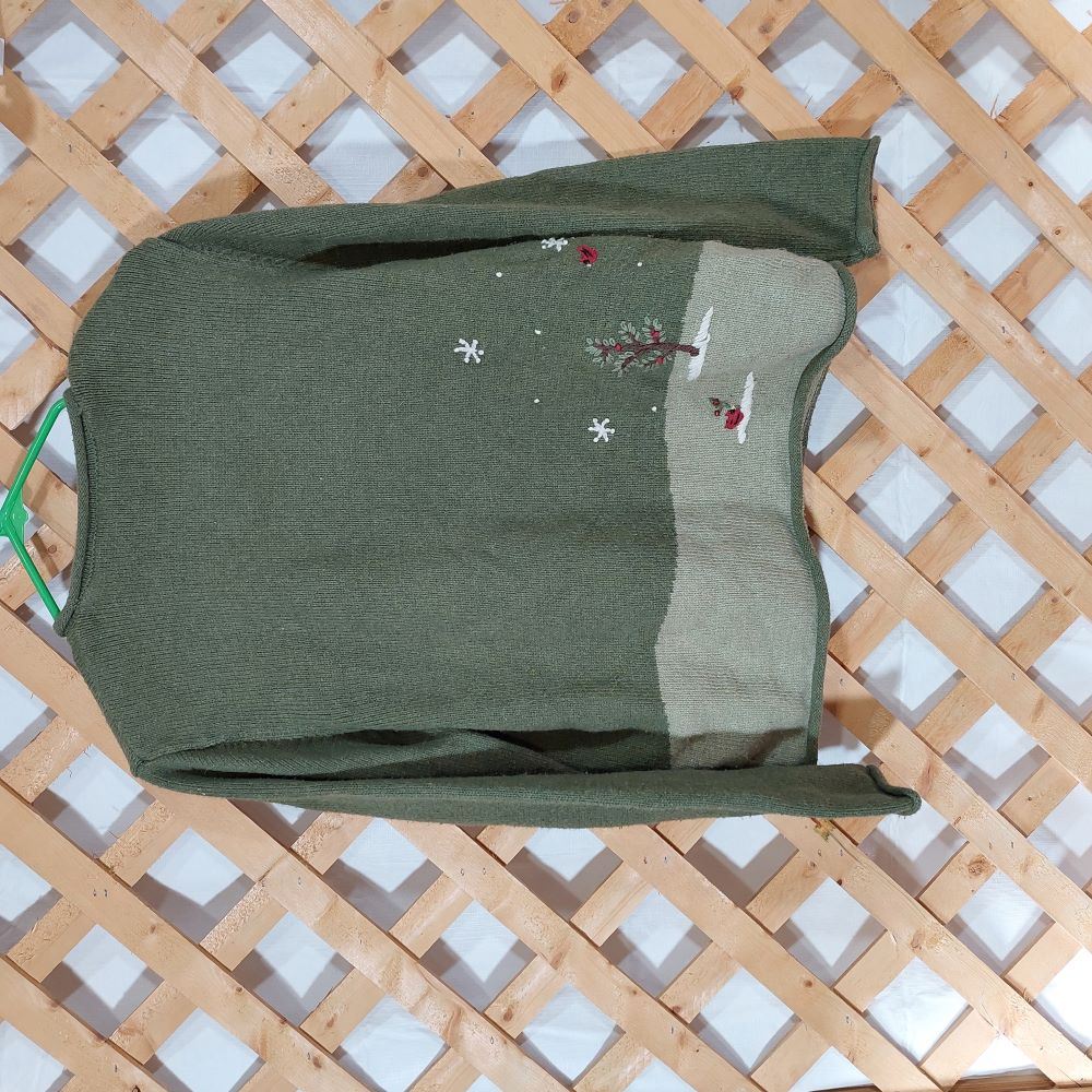 Vintage Green Ugly Christmas Cardigan Sweater Women's Size Medium