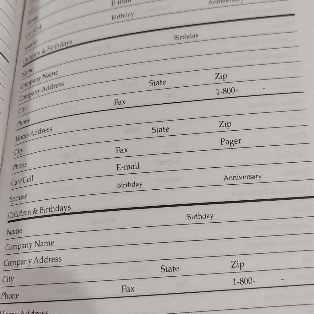 Telephone/Address Book Platinum Press Inc. View of Contact Section