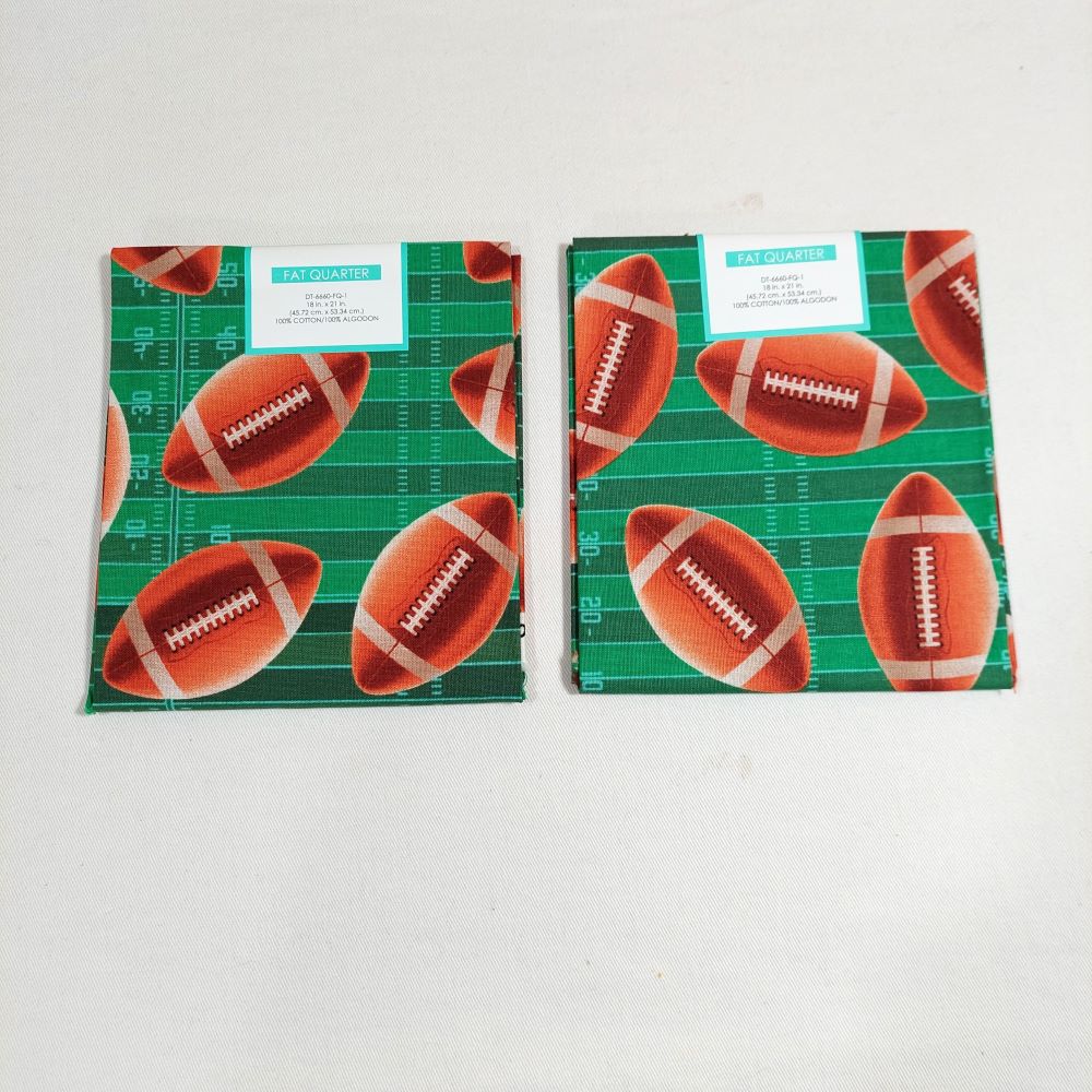 Football Themed Fabric Fat Quarter Set of 2