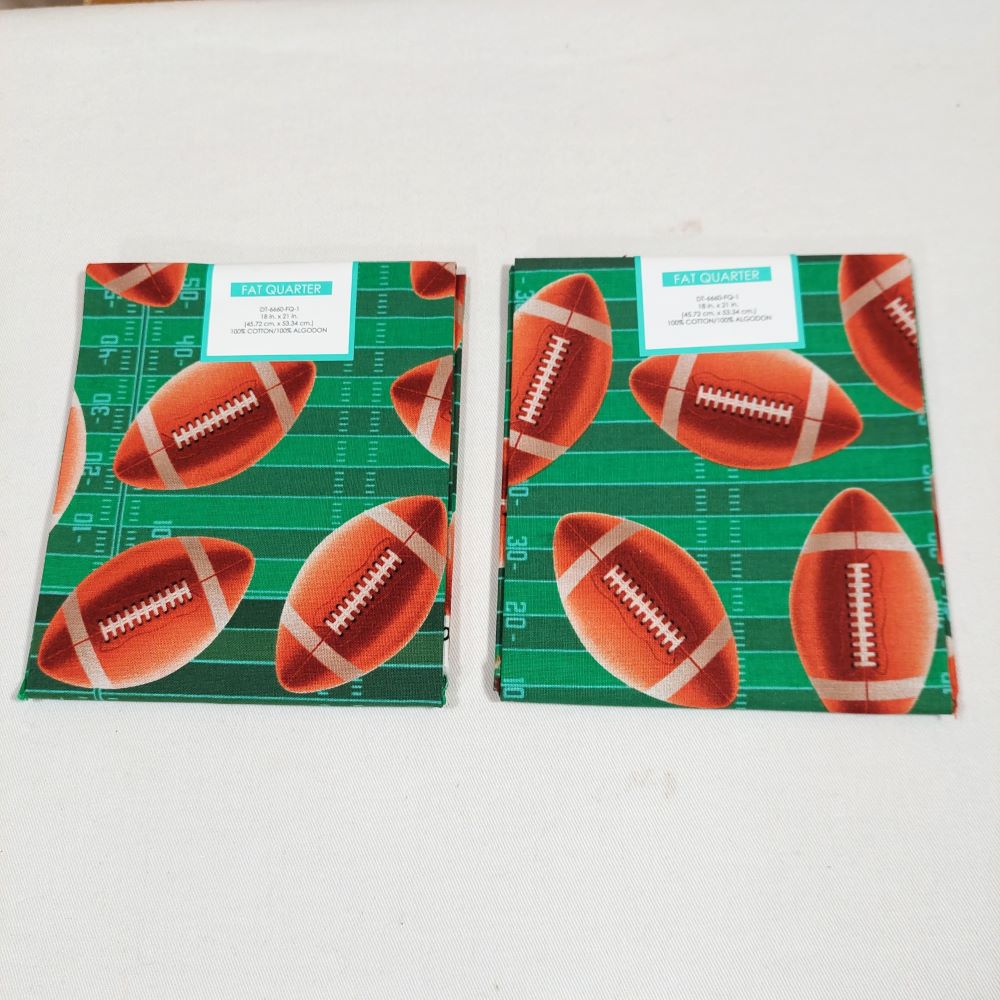 Football Themed Fabric Fat Quarter Set of 2