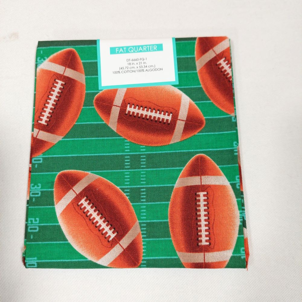 Football Themed Fabric Fat Quarter Set of 2