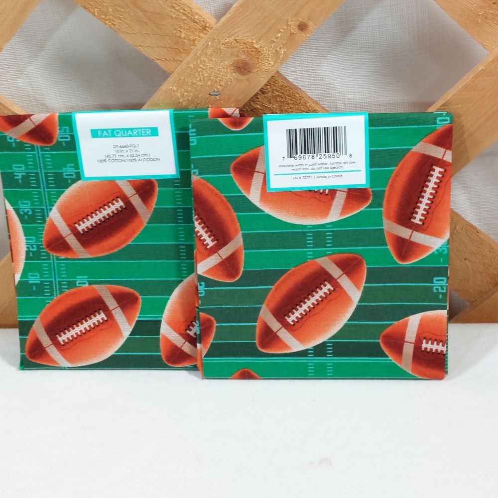 Football Themed Fabric Fat Quarter Set of 2