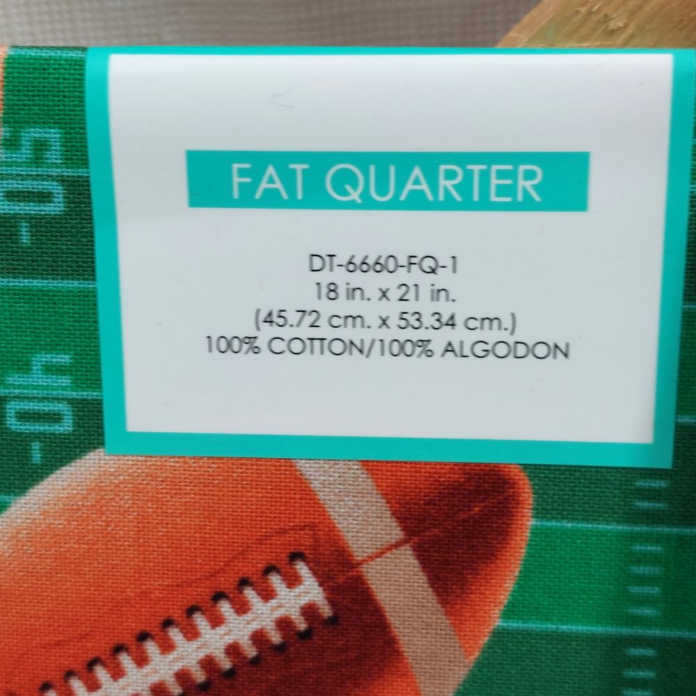 Football Themed Fabric Fat Quarter Set of 2