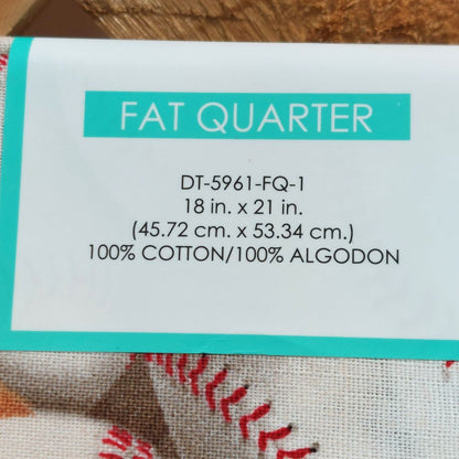 Baseball Themed Fabric Fat Quarter Pair of 2