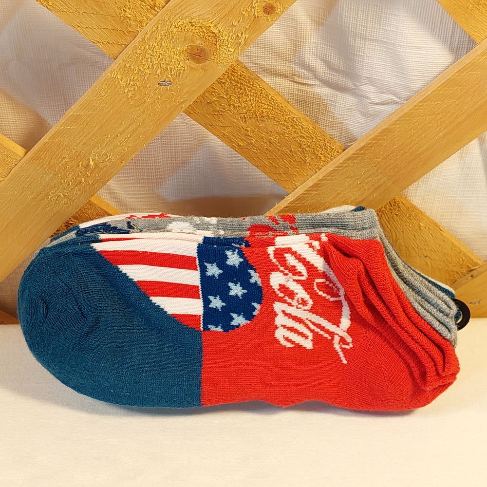 Coca-Cola Patriotic Novelty No-Shows Socks Package of 5 Pairs for Women