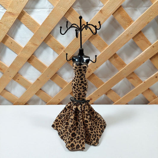 Jewelry Stand Mannequin with Leopard Print Dress