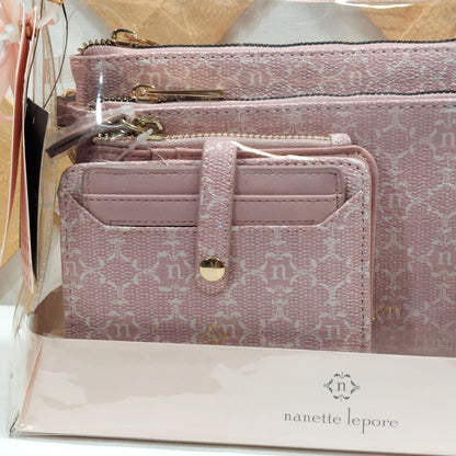 Nanette Lepore Pink 4-in-1 Blush Logo Gift Set Crossbody/Wristlet