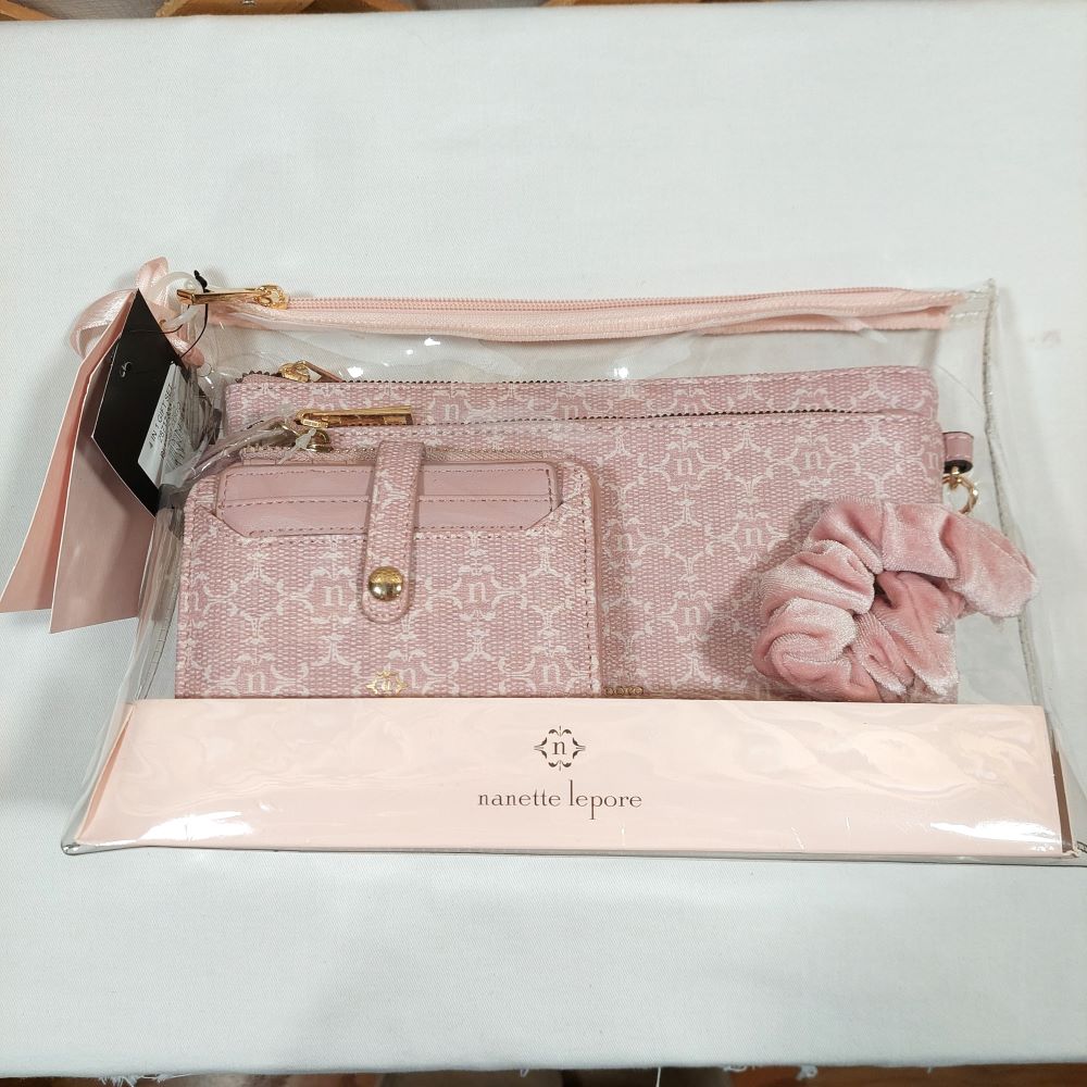 Nanette Lepore Pink 4-in-1 Blush Logo Gift Set Crossbody/Wristlet
