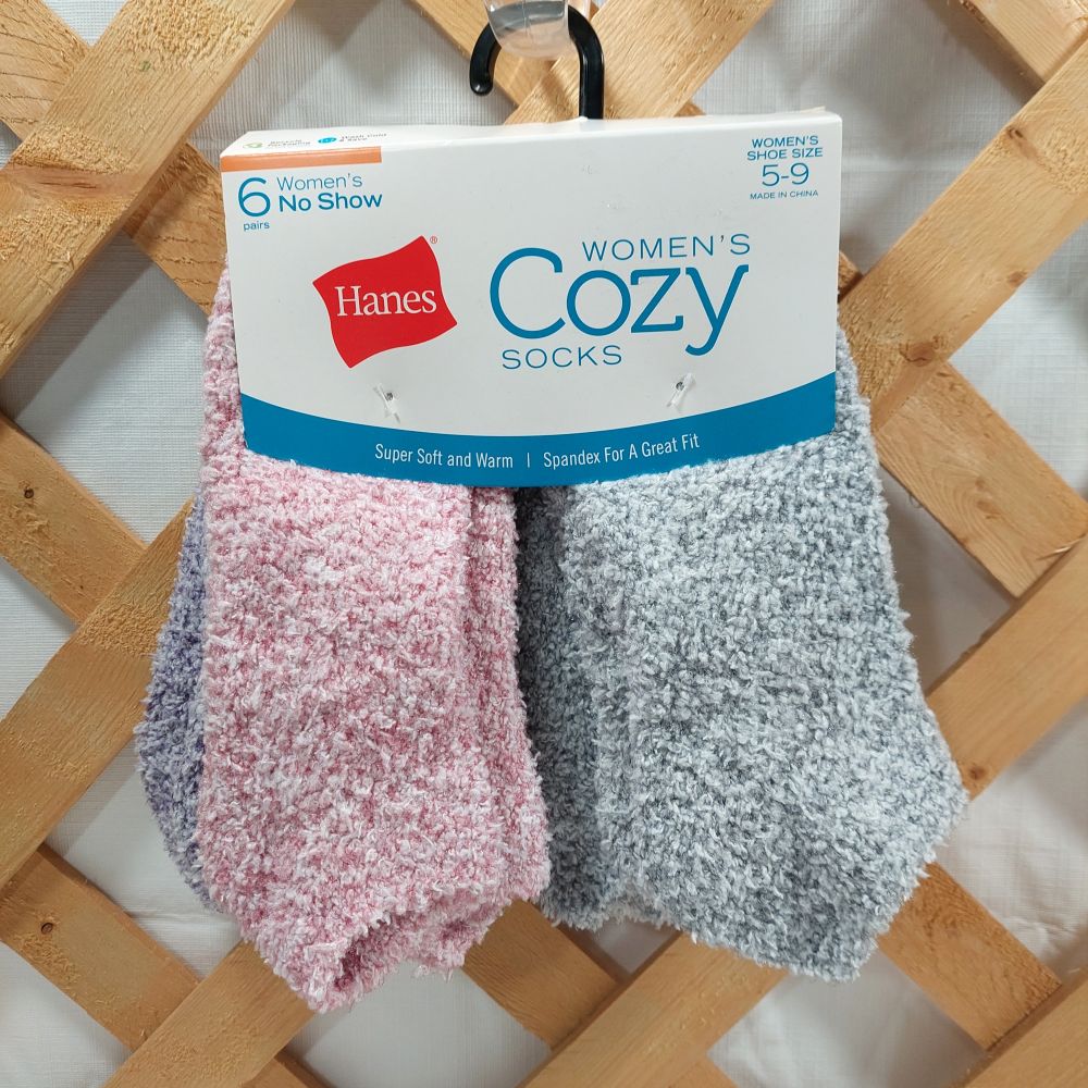 Hanes Women's No Show Cozy Socks 6 Pairs