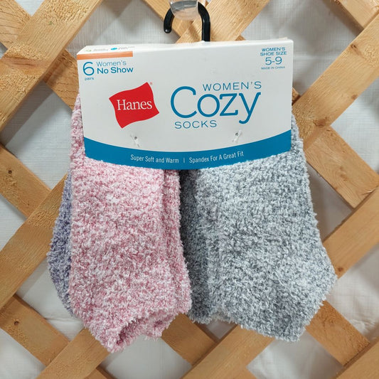 Hanes Women's No Show Cozy Socks 6 Pairs