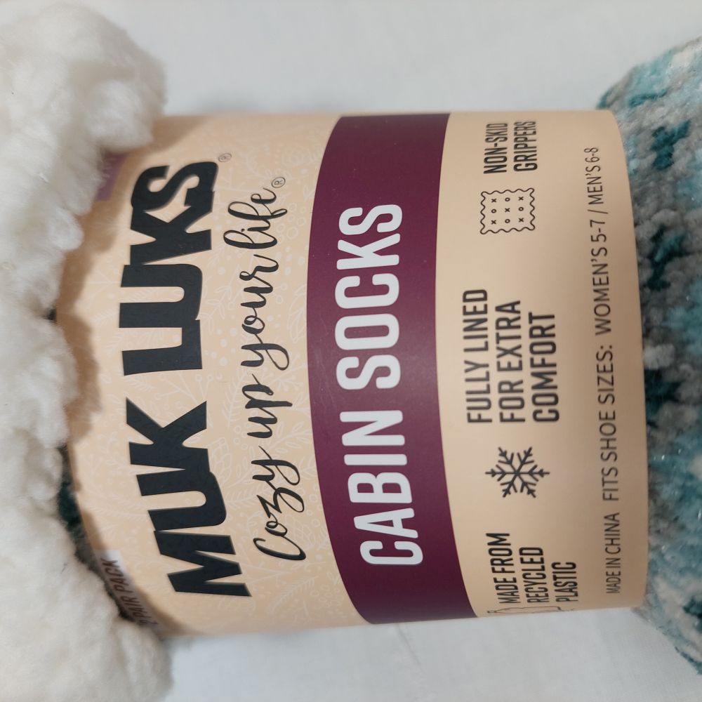 Muk Luks Fully Lined Cabin Socks 2-Pair Pack