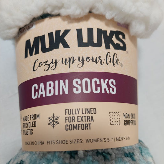 Muk Luks Fully Lined Cabin Socks 2-Pair Pack