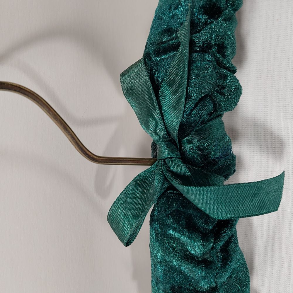 Green Padded Clothes Hanger, Velvet-Style Fabric