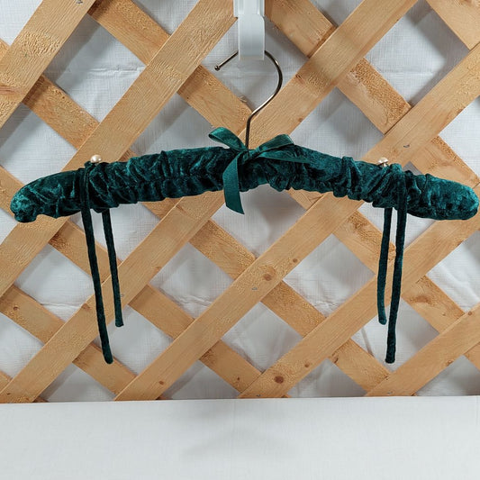 Green Padded Clothes Hanger, Velvet-Style Fabric