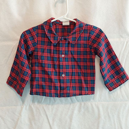 Vintage Red & Blue Plaid Button Up Shirt Infant 18 Months