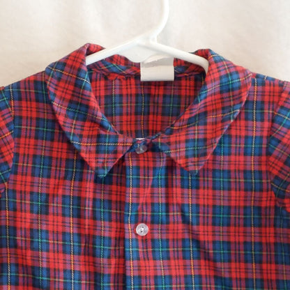 Vintage Red & Blue Plaid Button Up Shirt Infant 18 Months