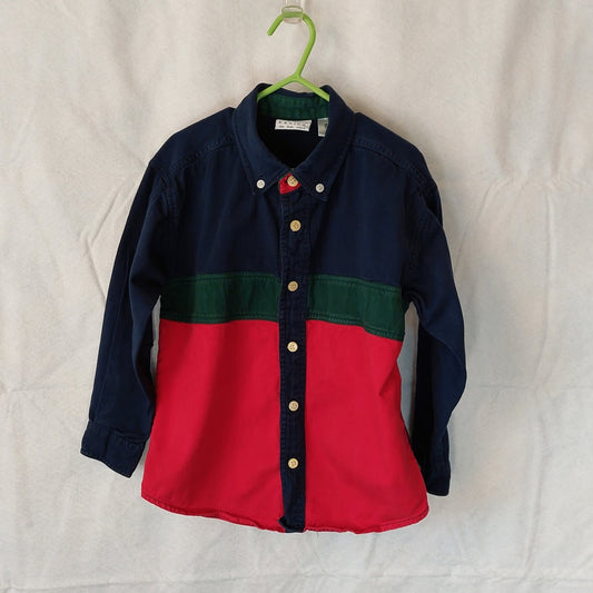 Vintage Blue, Green & Red Flannel Button Down Shirt Boys Size 7