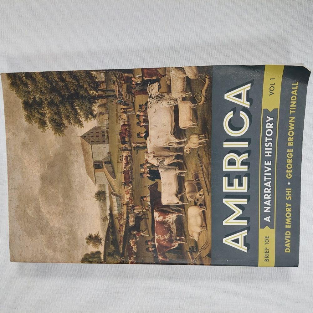 America A Narrative History Brief 10th Edition Volume 1, a college level softcover history book, it is a narrative history of America from the pre-Columbian indigenous cultures to the end of Reconstruction in 1877.