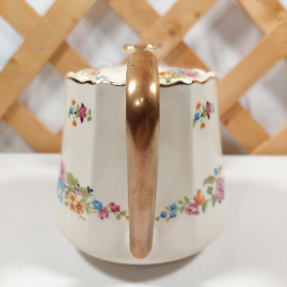 Vintage Floral Pattern Teapot with Lid No. 25585 H.M.H. Warranted 22 Carat