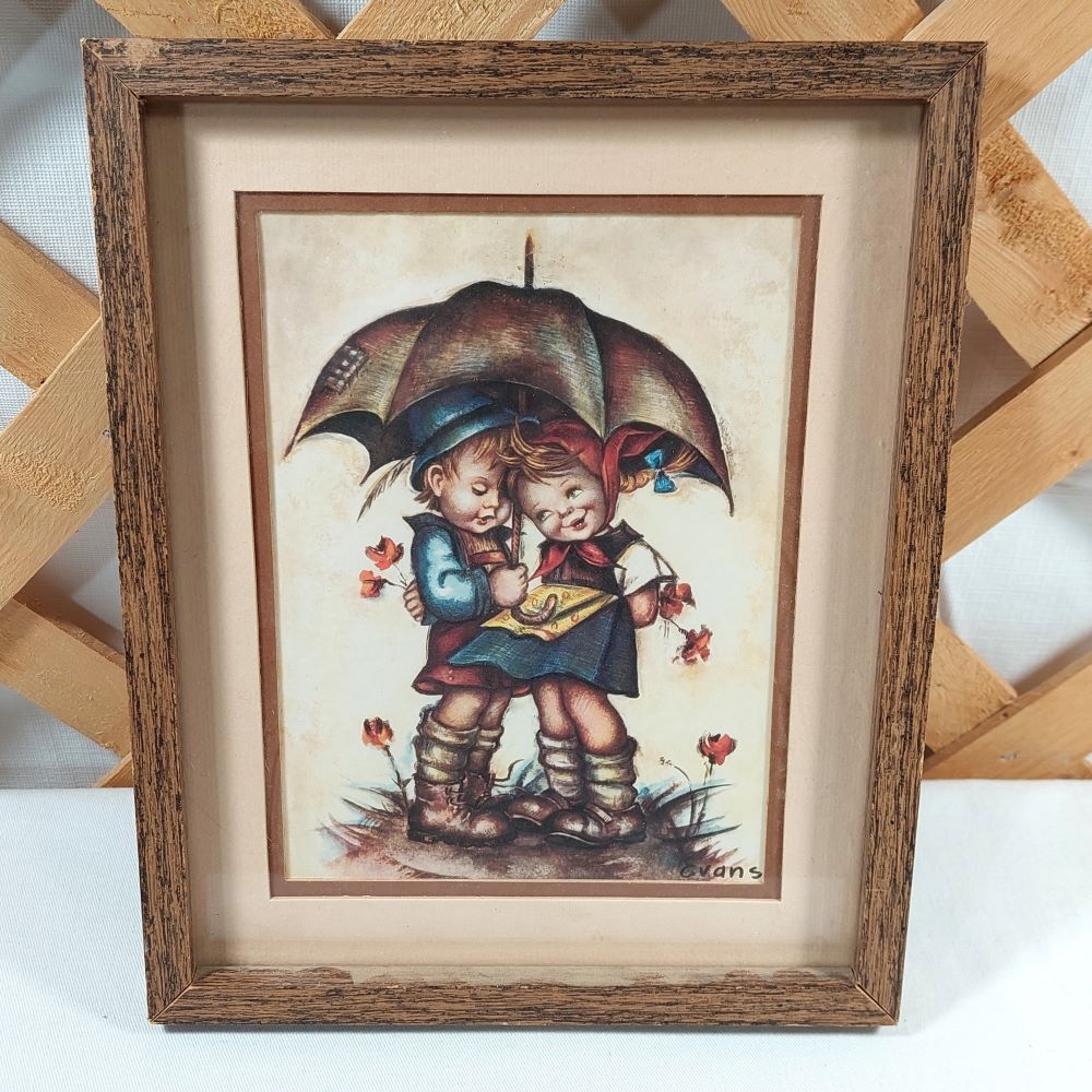 11" x 9" Framed Print "Sharing Umbrella"
