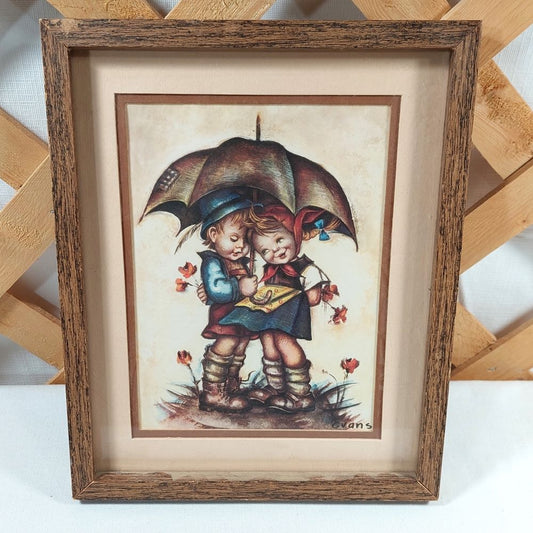 11" x 9" Framed Print "Sharing Umbrella"