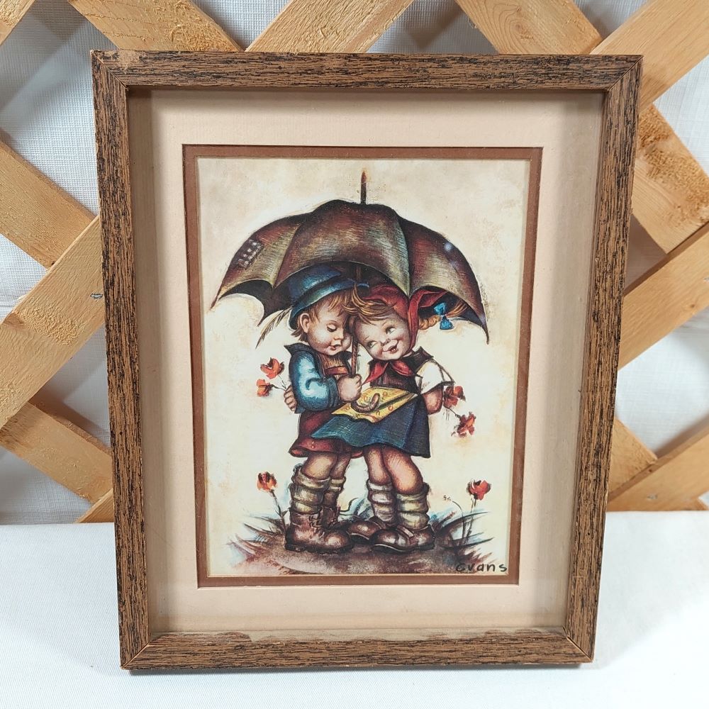 11" x 9" Framed Print "Sharing Umbrella"