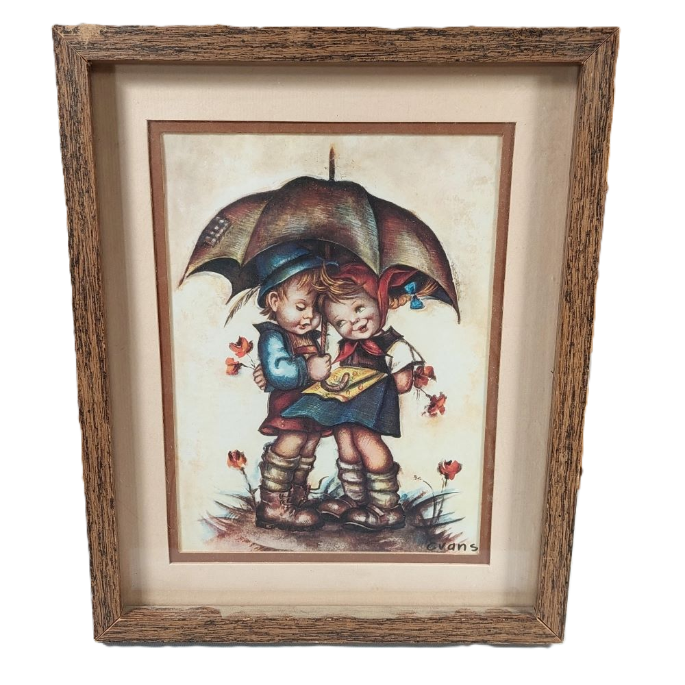11" x 9" Framed Print "Sharing Umbrella"