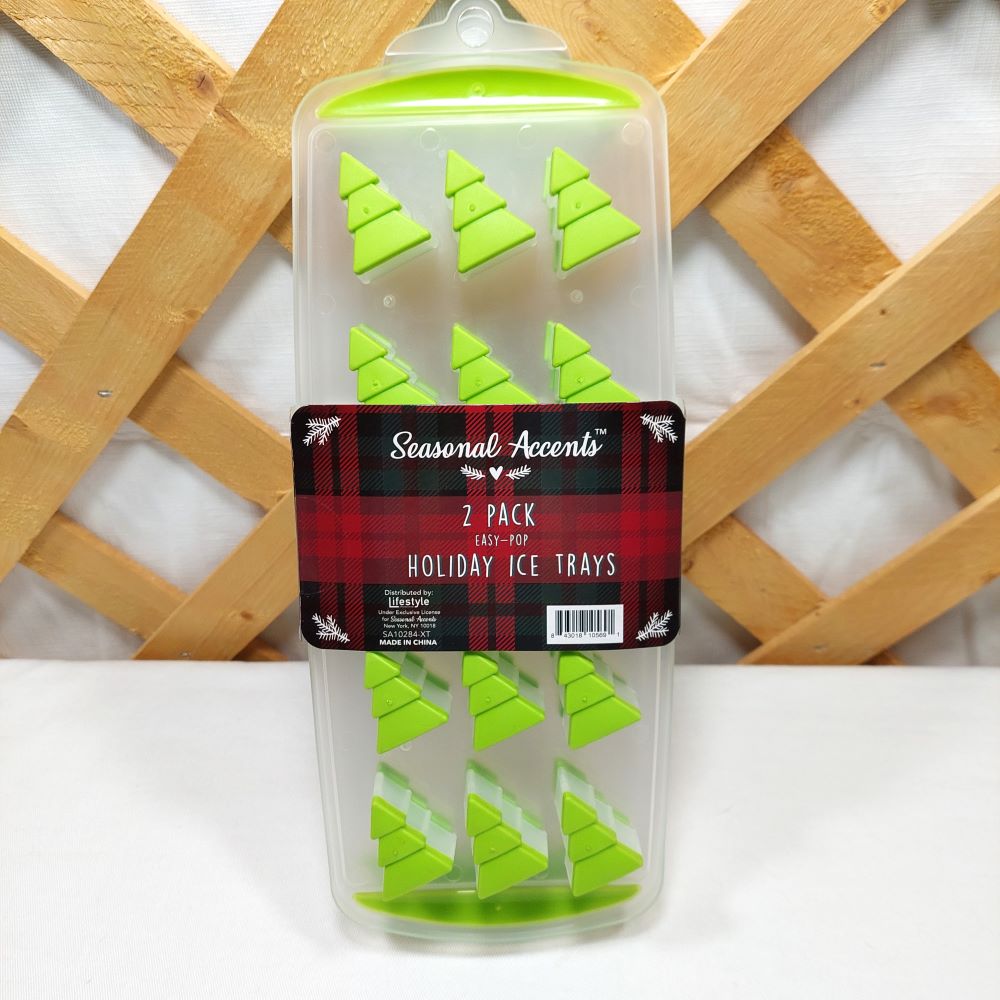 Seasonal Accents 2 Pack Easy-Pop Holiday Ice Trays