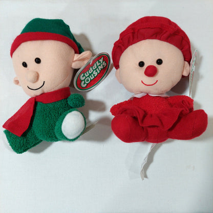 Pair of Cuddly Cousins Christmas Elves Stuffed Toys