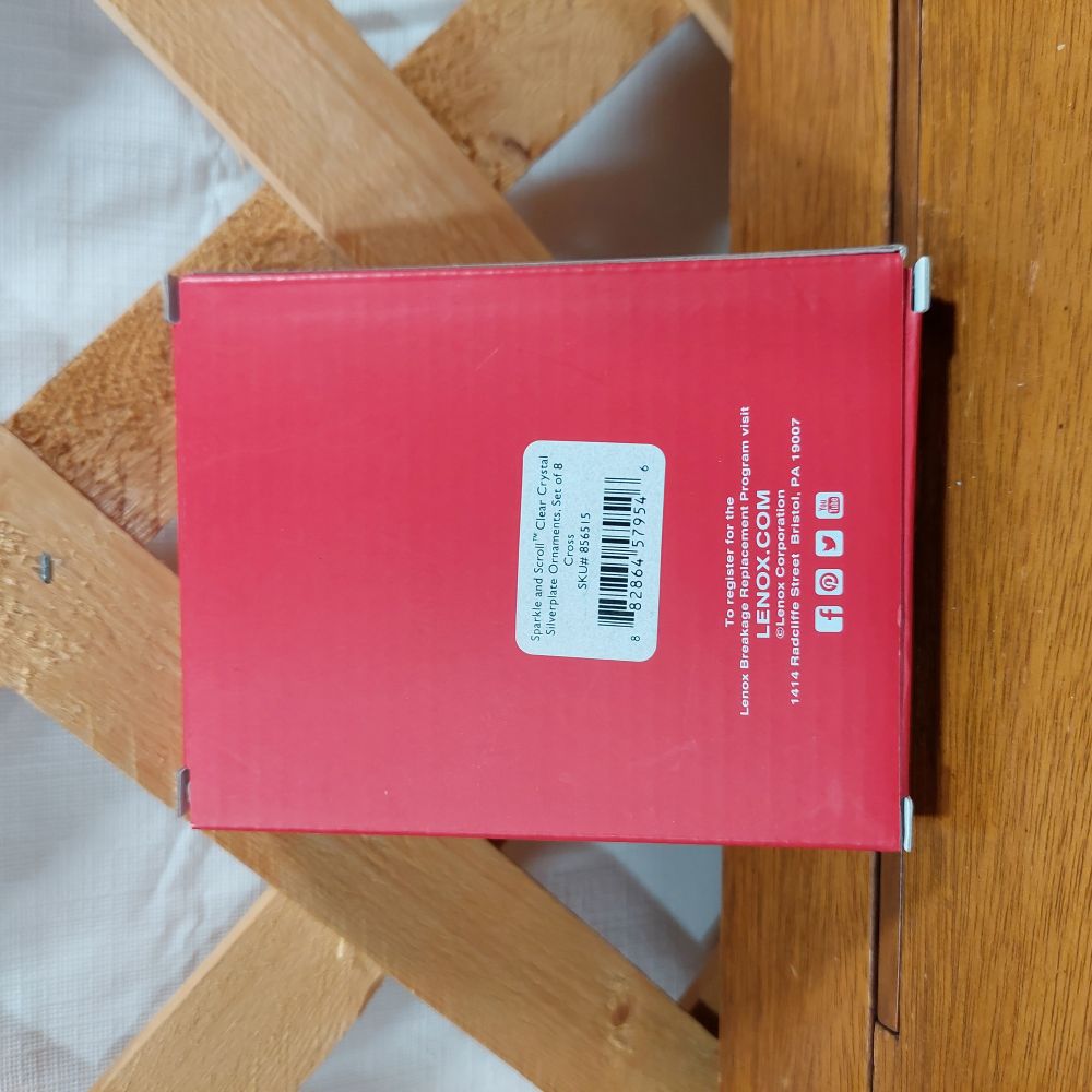 Lenox Sparkle and Scroll Clear Crystal Silverplate Cross Ornament