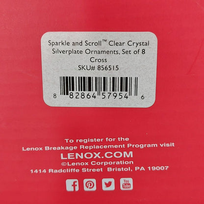 Lenox Sparkle and Scroll Clear Crystal Silverplate Cross Ornament