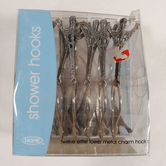 Shower Hooks Set of 12 Eiffel Tower Metal Charm Hooks