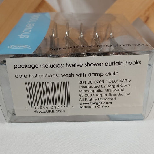 Shower Hooks Set of 12 Eiffel Tower Metal Charm Hooks