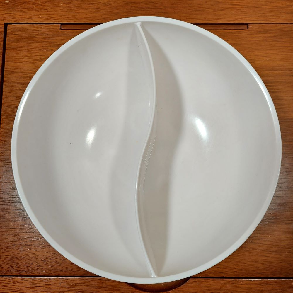 Melmac 2-Section White Serving Bowl