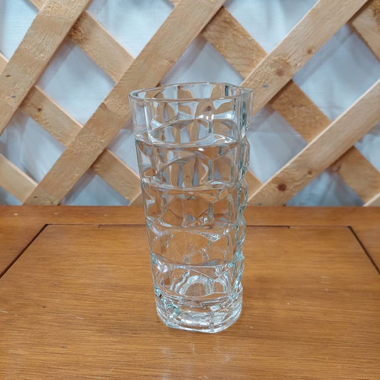 French Triangle Vase with Cut Glass Pattern