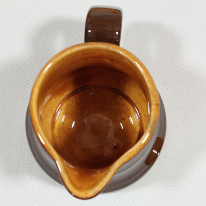 Brown Two Tone Glazed Ceramic Creamer Vessel with Removable Lid
