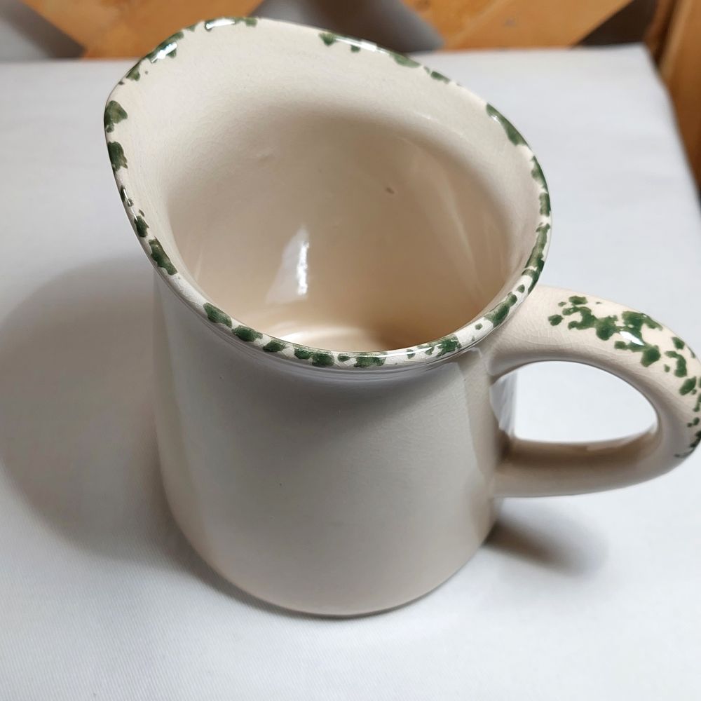 White Ceramic Pitcher with Handle & Spout