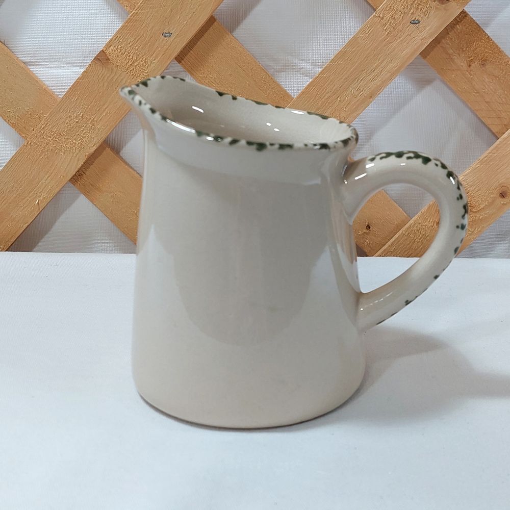 White Ceramic Pitcher with Handle & Spout