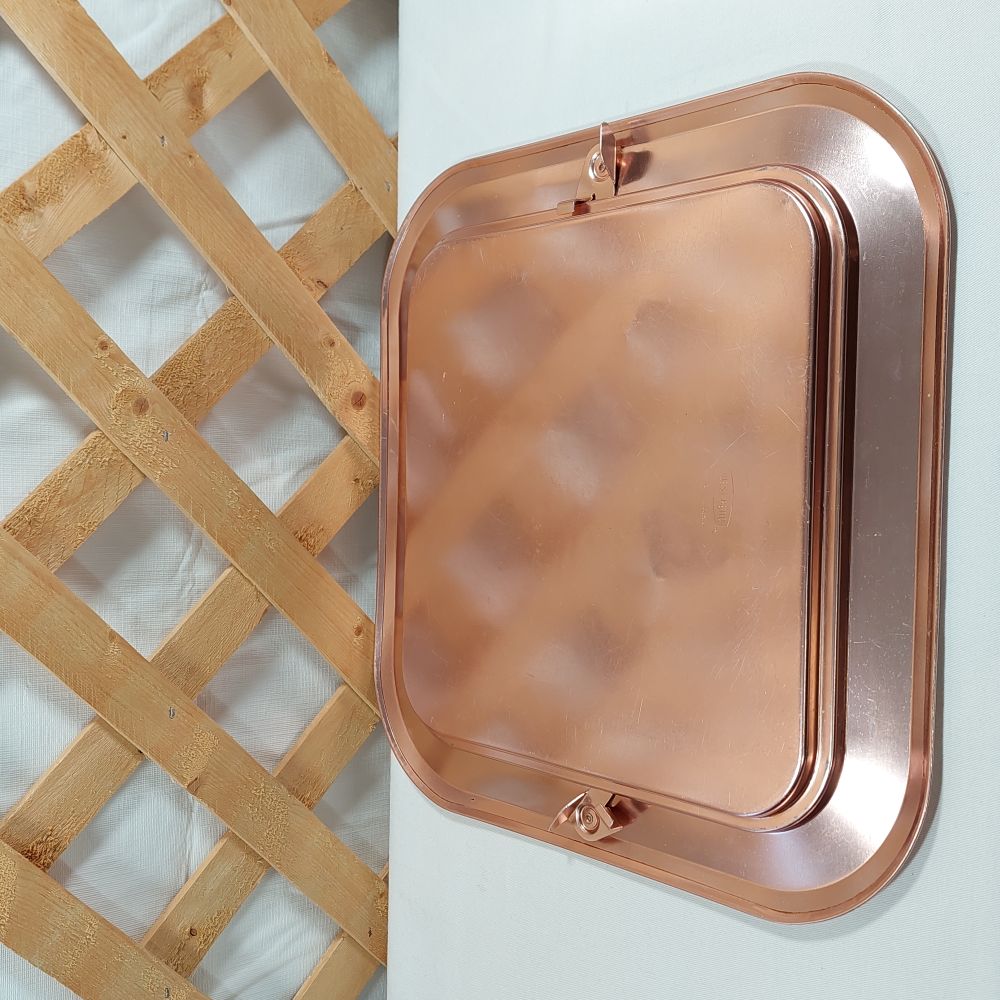 West Bend Vintage Rose Copper Metal Cake Carrier