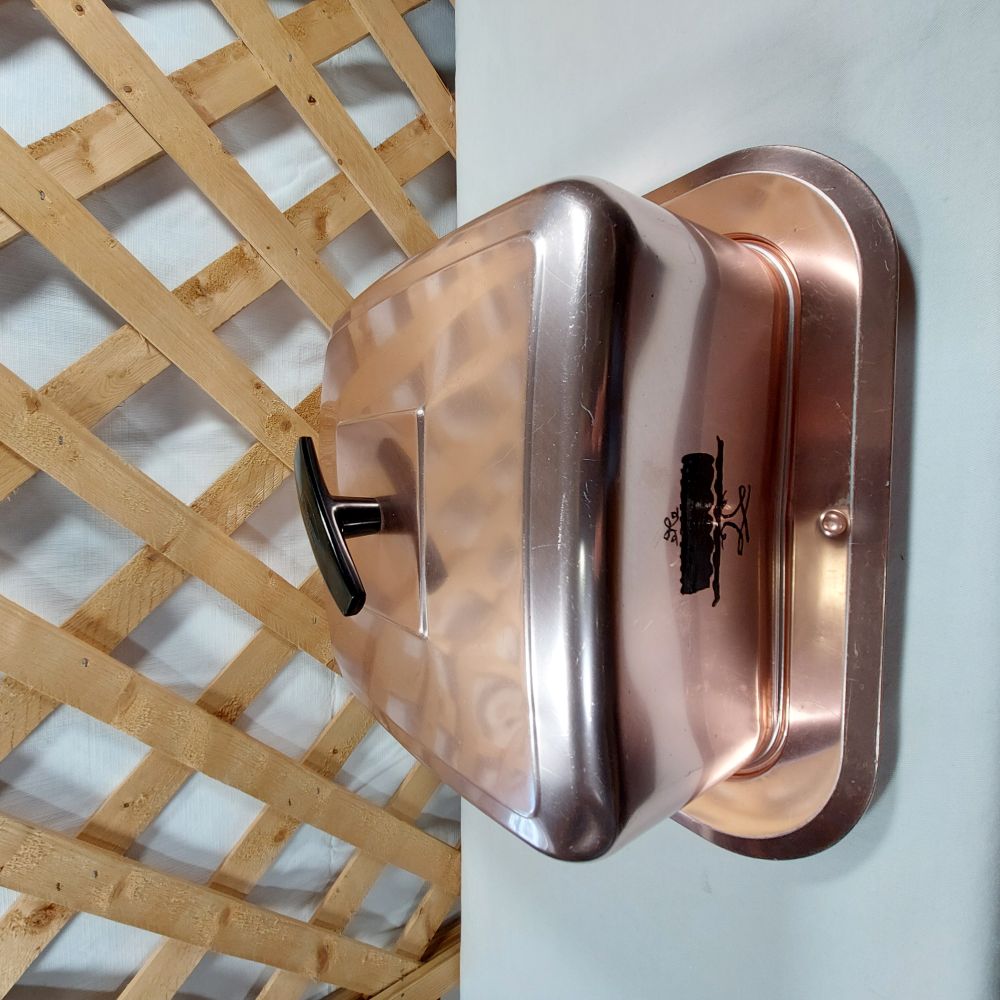 West Bend Vintage Rose Copper Metal Cake Carrier