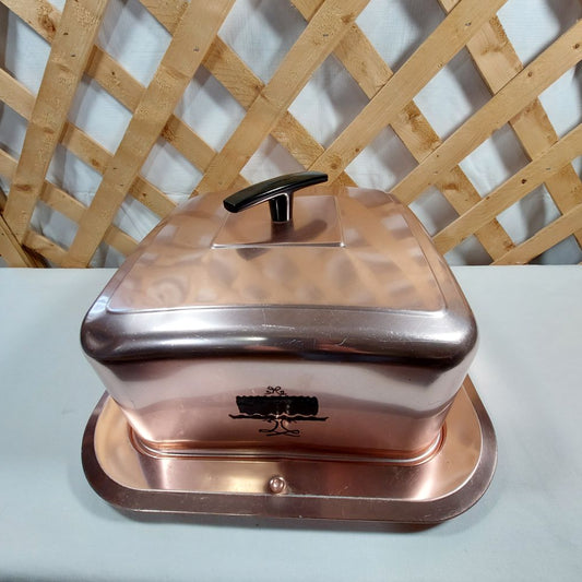 West Bend Vintage Rose Copper Metal Cake Carrier
