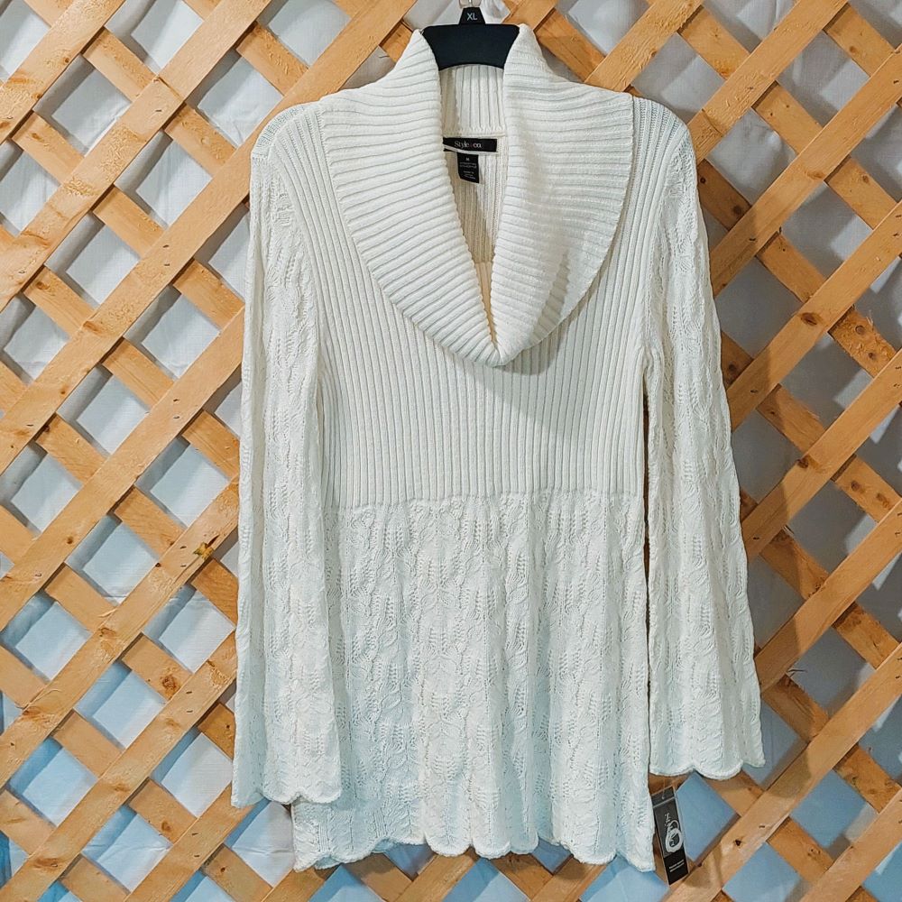 Style & Co. Winter White Cowl Neck Tunic Sweater Women's Size M