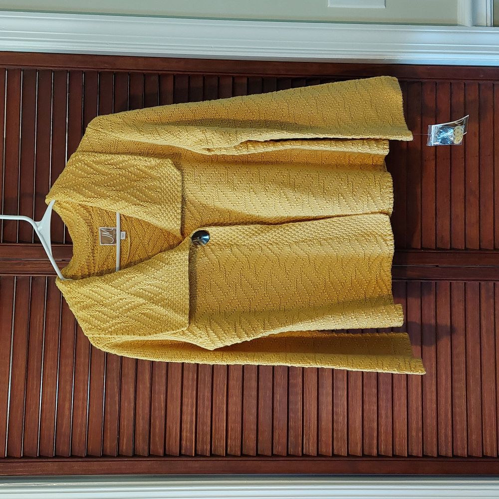 JM Collection Petite Single-Button Saffron Gold Cardigan