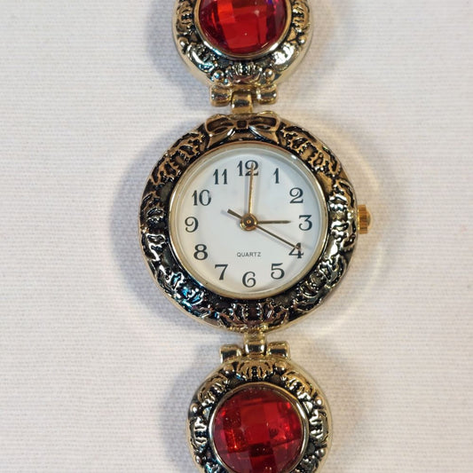 Quartz Watch Faux Green and Red Gemstones for Women Novelty Holiday