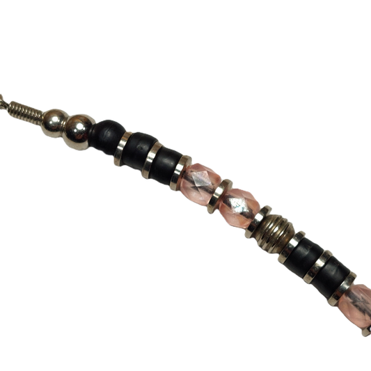 Pink and Black Beaded Necklace Costume Jewelry