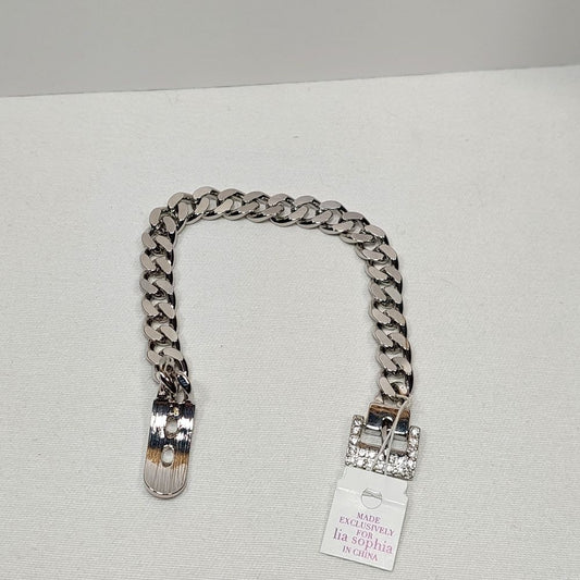 Lia Sophia Silvertone Curb Chain Buckle Bracelet Costume Jewelry