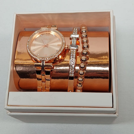 Folio Rose Gold Tone Watch Set for Women